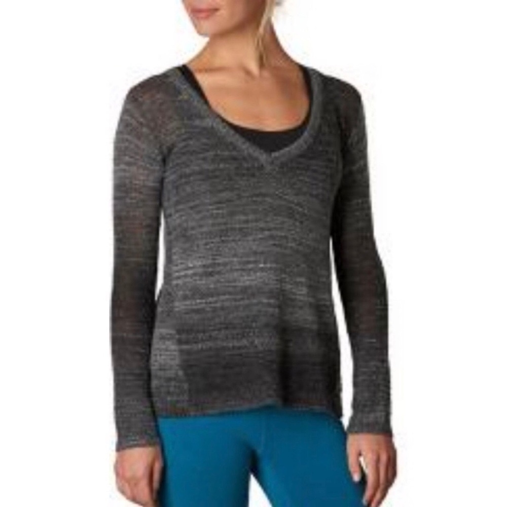 Prana Julien Ombre Split Back Sweater Gray L - Picture 1 of 7